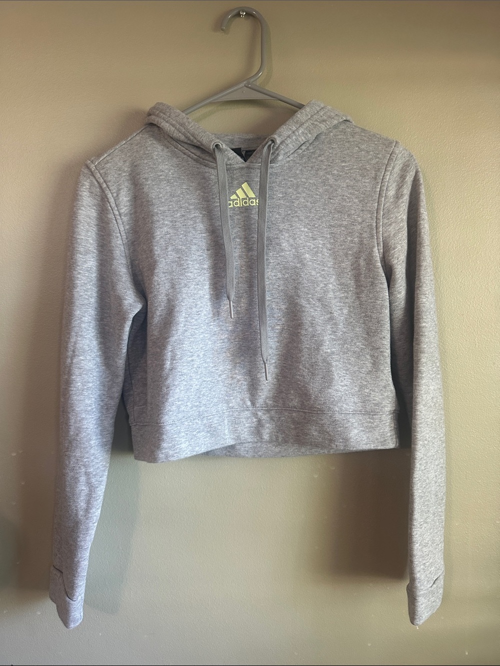 adidas Gray Cropped Hoodie with Logo